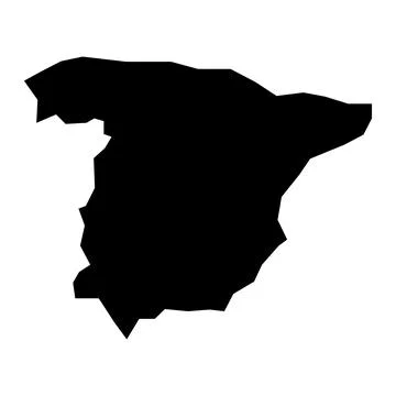 Black vector spain map on white background Stock Illustration