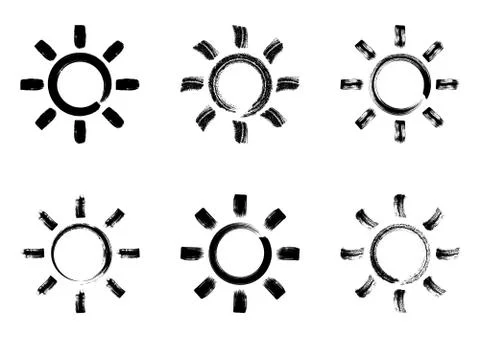 Black vector sun design elements Stock Illustration