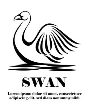 Black vector of swan eps 10 Stock Illustration