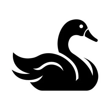 Black vector swan icon on white background Stock Illustration