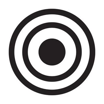 Black vector target solid icon isolated on white background 스톡 일러스트