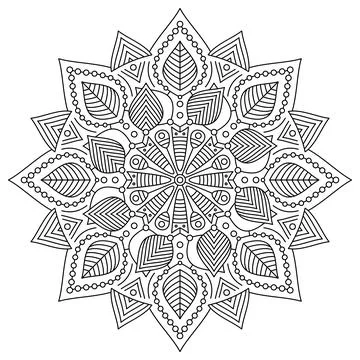 Black vector thin line mandala circular design Stock Illustration