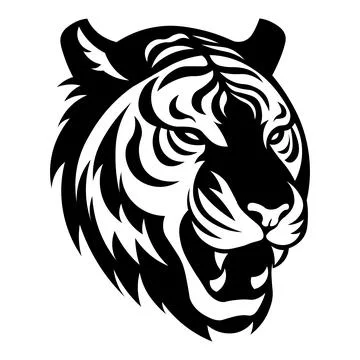 Black vector tiger icon on white background Stock-Illustration
