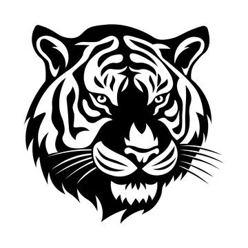 Black vector tiger icon on white background Stock Illustration