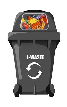 Black vector trash bin for e-waste Stock Illustration