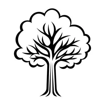 Black vector tree icon on white background Stock Illustration