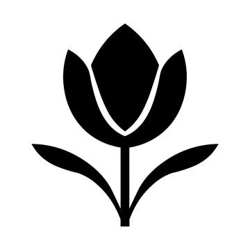 Black vector tulip icon on white background Stock Illustration