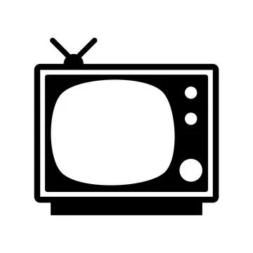 Black vector TV icon on white background Stock Illustration