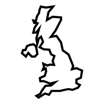 Black vector UK outline map on white background Stock Illustration