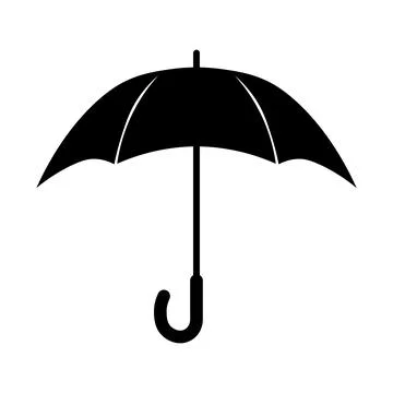 Black vector umbrella icon on white background Stock Illustration