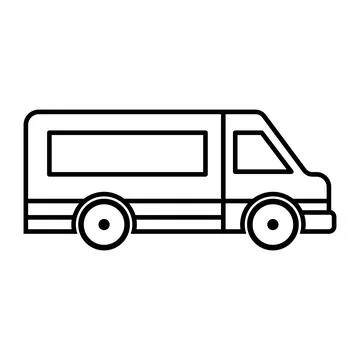 Black vector van icon on white background Stock Illustration