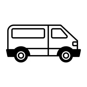 Black vector van icon on white background Stock Illustration