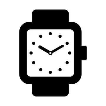 Black vector watch icon on white background Illustrazione stock