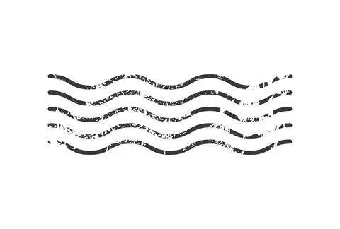 Black vector wavy lines forming a cancellation mark with grunge texture, isol Stock Illustration