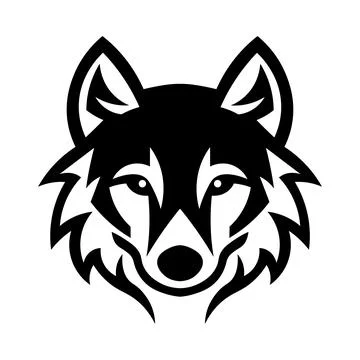 Black vector wolf head icon on white background Stock Illustration