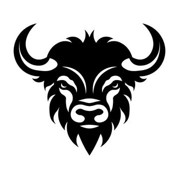 Black vector yak head icon on white background Stock Illustration