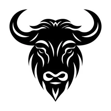 Black vector yak head icon on white background Stock Illustration