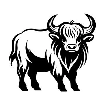 Black vector yak icon on white background Stock Illustration