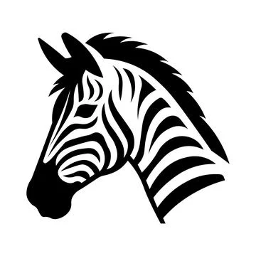 Black vector zebra head icon on white background Illustrazione stock