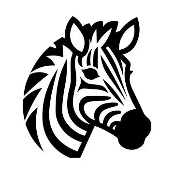 Black vector zebra head icon on white background Illustrazione stock