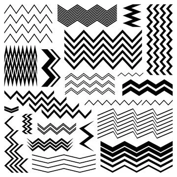 Black vector zig zag lines design elements Illustrazione stock