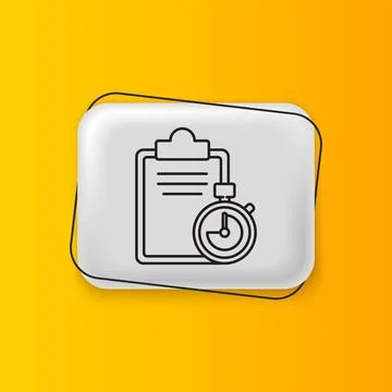 Black Verification of delivery list clipboard icon isolated on yellow backg.. 스톡 일러스트