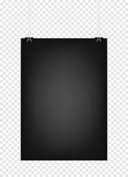 Black vertical poster template hanging on clips, isolated on background. Poster Stock Illustration