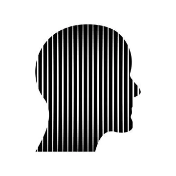 Black vertical striped human head silhouette profile vector illustration Stock Illustration