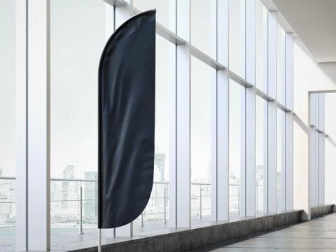 Black vertical wind banner. 3d rendering 库存插图