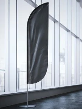 Black vertical wind banner standing. 3d rendering Illustrazione stock