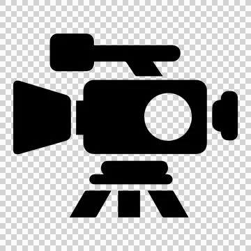 Black video camera icon. Professional video recording symbol. Ilustración de archivo