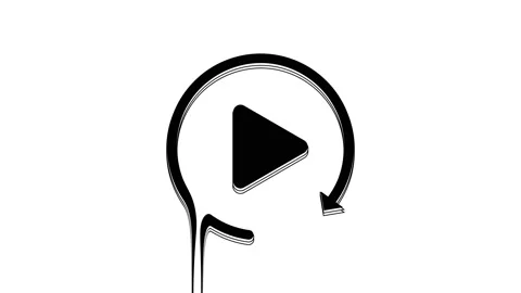 Black Video play button like simple replay icon isolated on white background. 4K Stock Footage 233775881