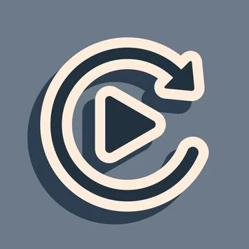 Black Video play button like simple replay icon isolated on grey background Stockillustratie