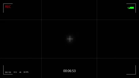 Black video viewfinder overlay visual recording mark, frame corners, battery sta Stock Footage 340557027