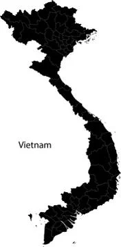 Black Vietnam map Stock Illustration