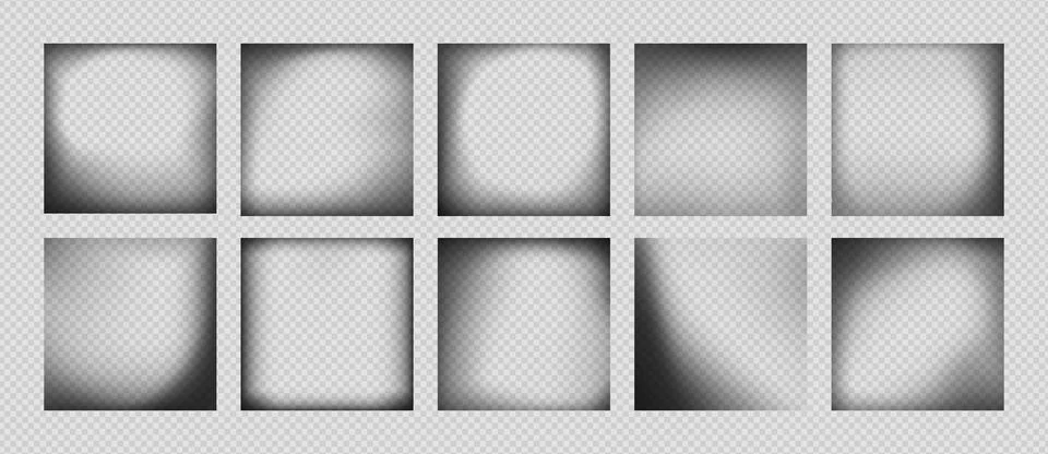 Black vignette borders with shadow frame effect Stock Illustration