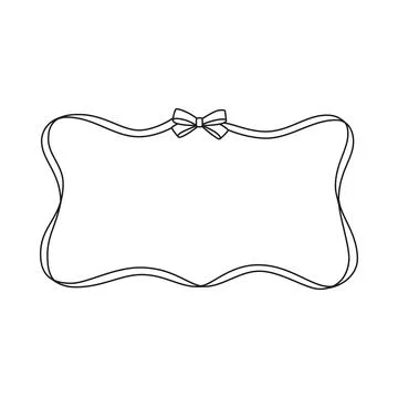Black vintage horizontally frame with bow knot, vector wavy ribbons border Stock Illustration