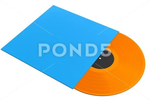 Black vinyl LP record with cover isolated on white background. ~ Clip Art  #252759419