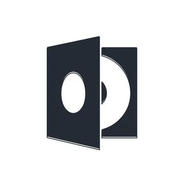 Black Vinyl player with a vinyl disk icon isolated on white background.  Vect Stock Illustration