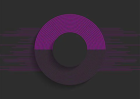 Black violet circles and lines concept abstract tech background Illustrazione stock
