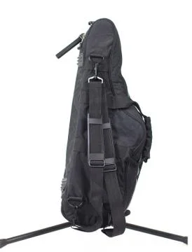 Black violin case on a white background Foto stock