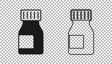 Black Vitamin complex of pill capsule icon isolated on transparent backgrou.. Stock Illustration