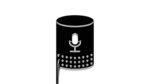 Black Voice assistant icon isolated on white background. Voice control user Stock Footage 233774932