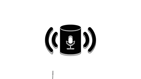 Black Voice assistant icon isolated on white background. Voice control user Stock Footage 233774943