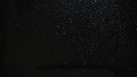 Black Void / Space Populated with Falling Snow-like Floating Particles in Air Vídeo Stock 86613083