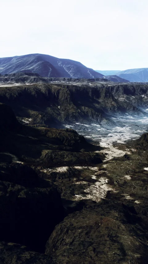 Black volcanic basalt rock formations in the low light Stock Footage 307840204