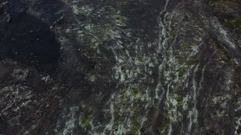 Black Volcanic Rock Texture Iceland Aerial Close-Up Vídeos de archivo 339080562