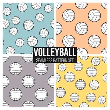 Black volleyball ball pattern repeat seamless in color background for any des Stock Illustration