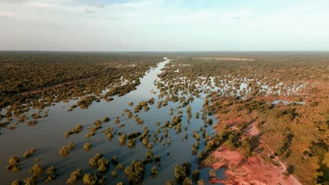 Black Volta river, Ghana. Drone Stock Footage 292091830