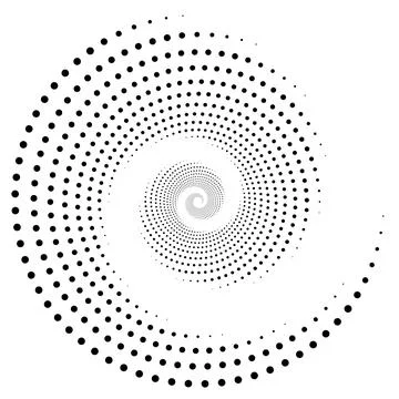 Black vortex dotted shape. Modern geometric art. Trendy design element for Stock Illustration